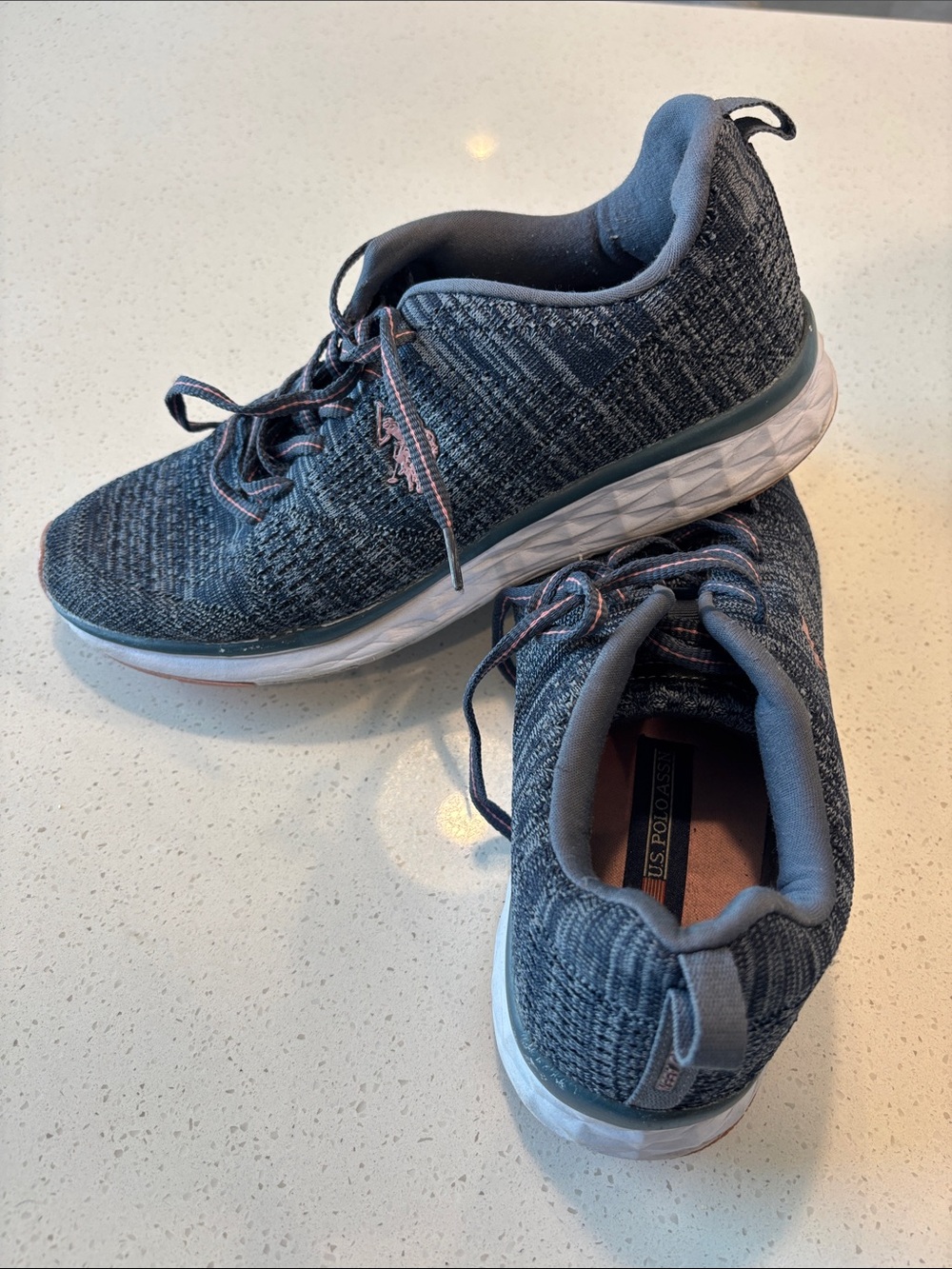 US Polo Assn Women’s Fana-K Sneakers Charcoal Gray Pink Size 10